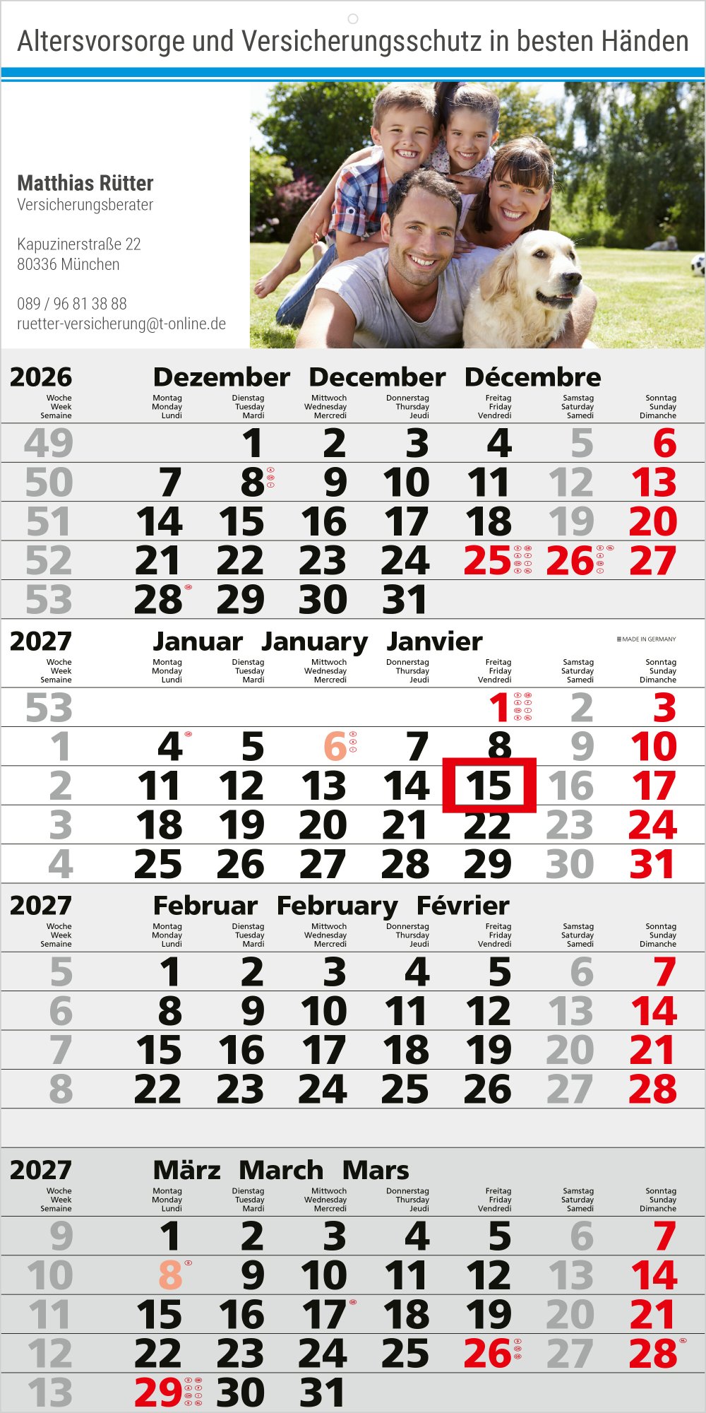 4-Monatskalender Einblatt Mega 4 Post A