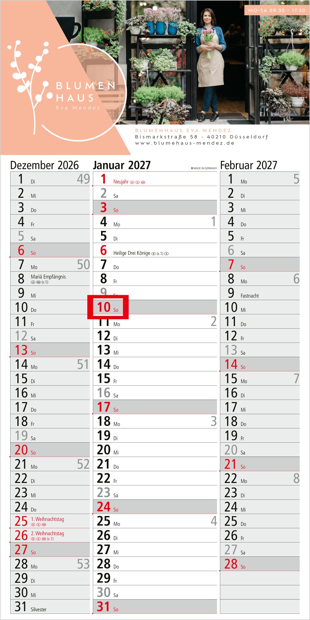 3-Monatskalender Einblatt Spectrum 3