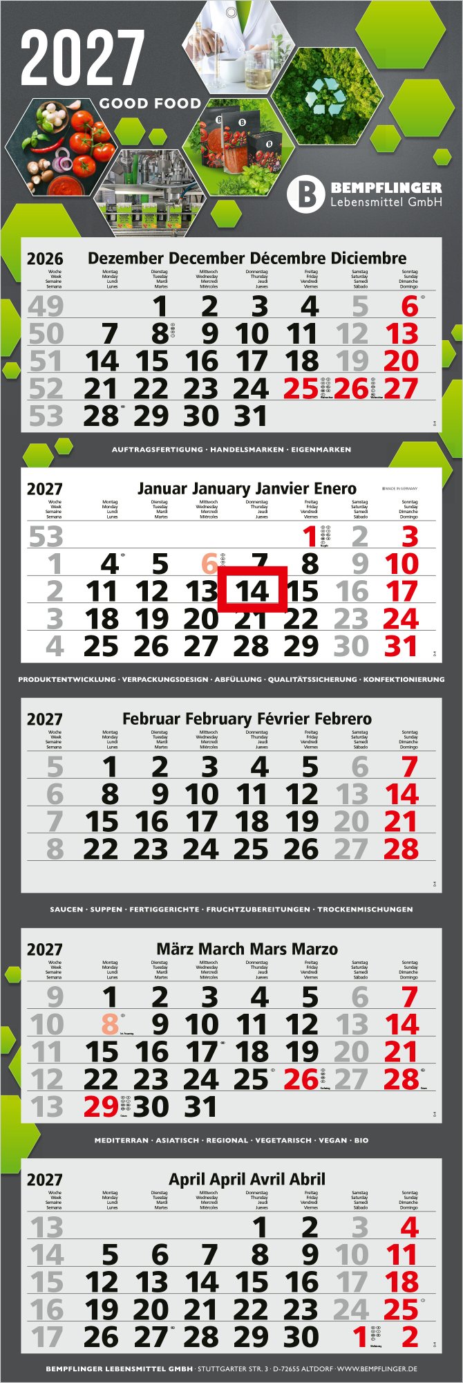 5-Monatskalender Mehrblock Penta Light 5