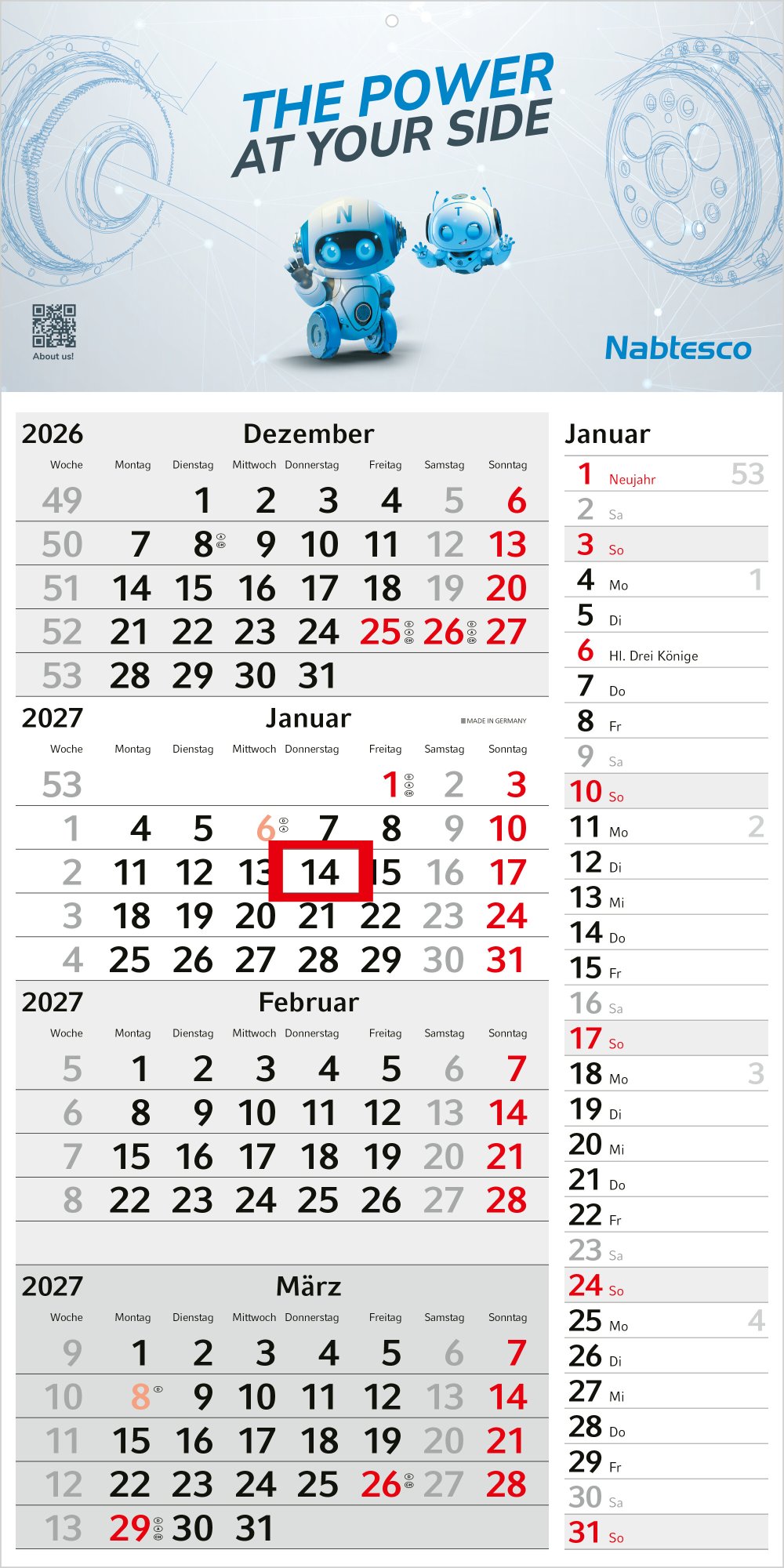 4-Monatskalender Einblatt Konzept 4 Post