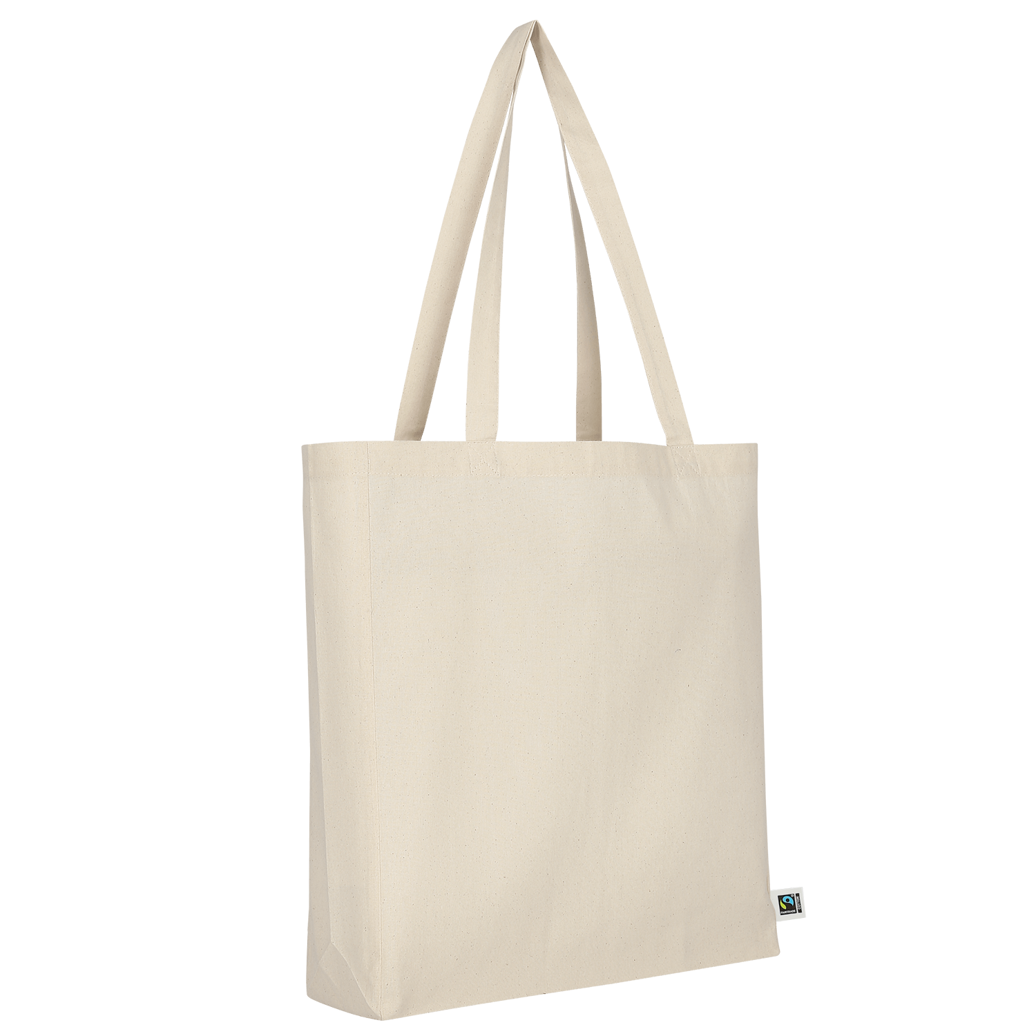 Tasche aus Fairtrade-zertifizierter Baumwolle mit 2 langen Henkeln, Boden- und Seitenfalte