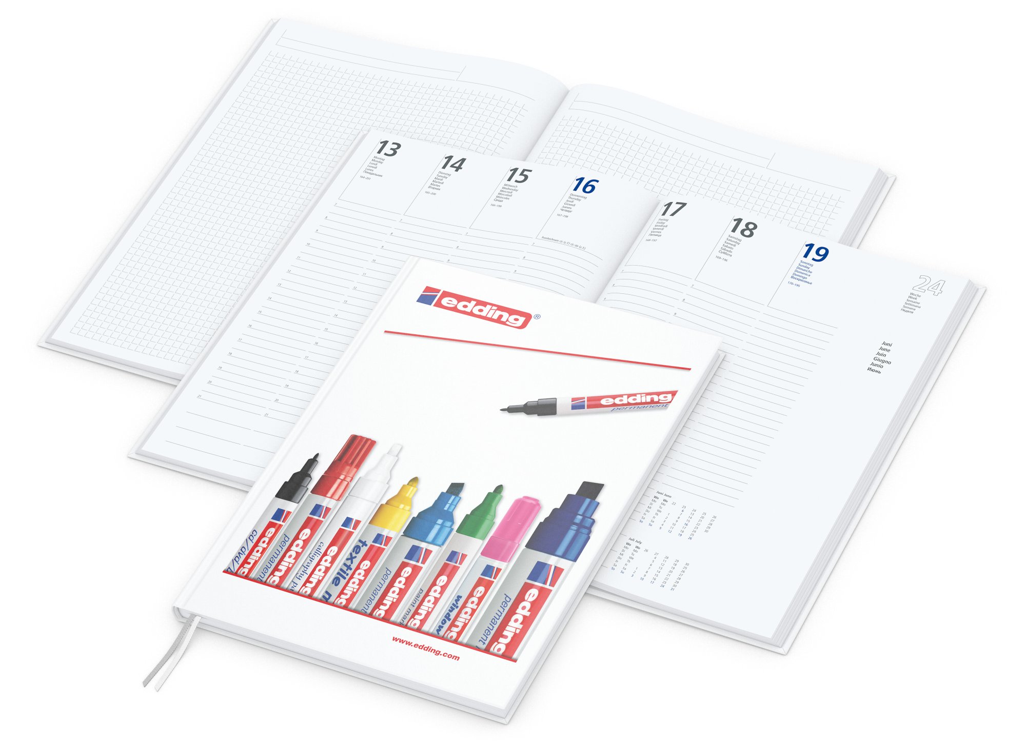 Wochenkalender vorne + Notizen hinten Note-Hybrid, A4, glänzend