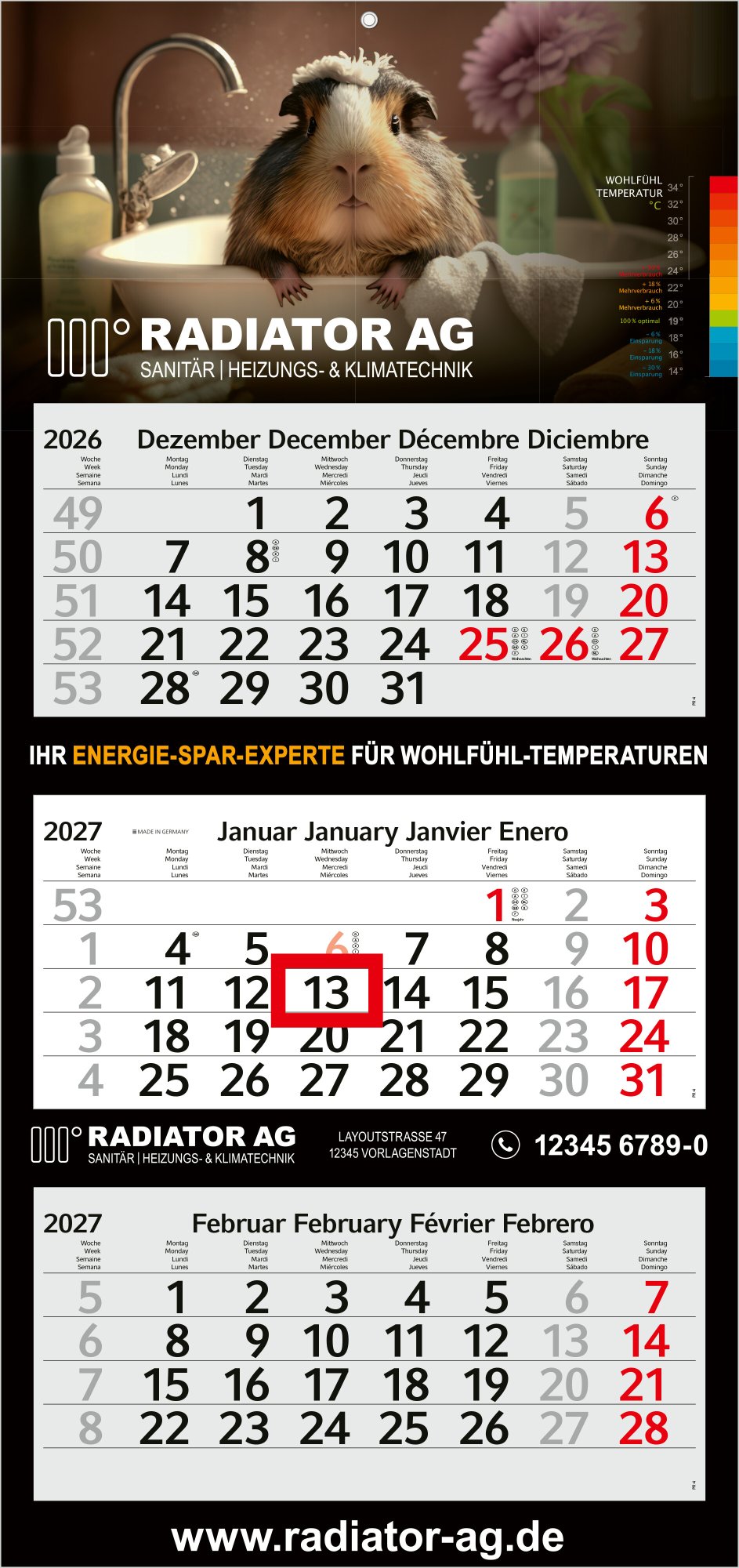 3-Monatskalender Mehrblock Profil 3