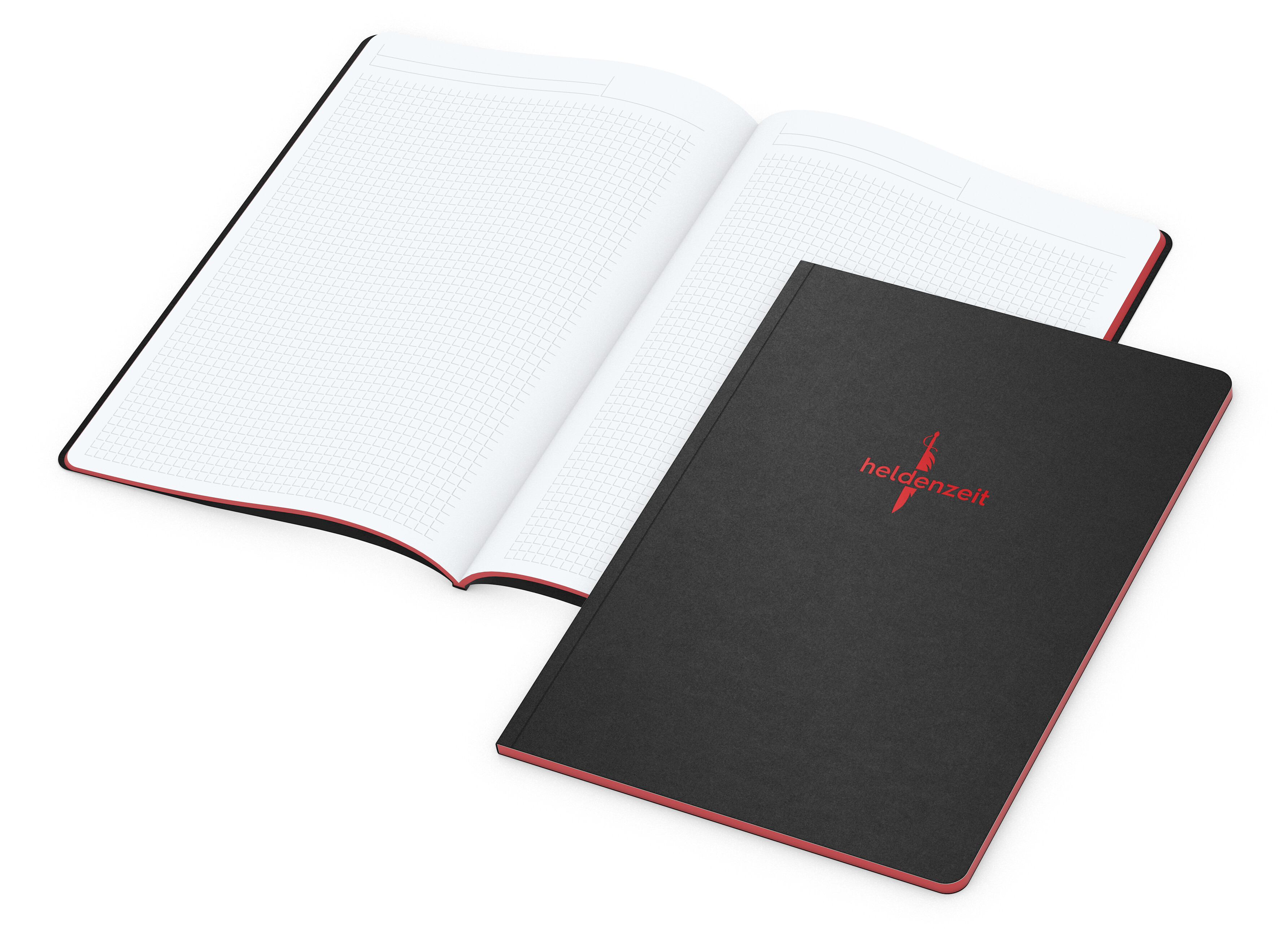 Notizbuch Tablet-Book, A4, Winkelkaro, rot, Prägung