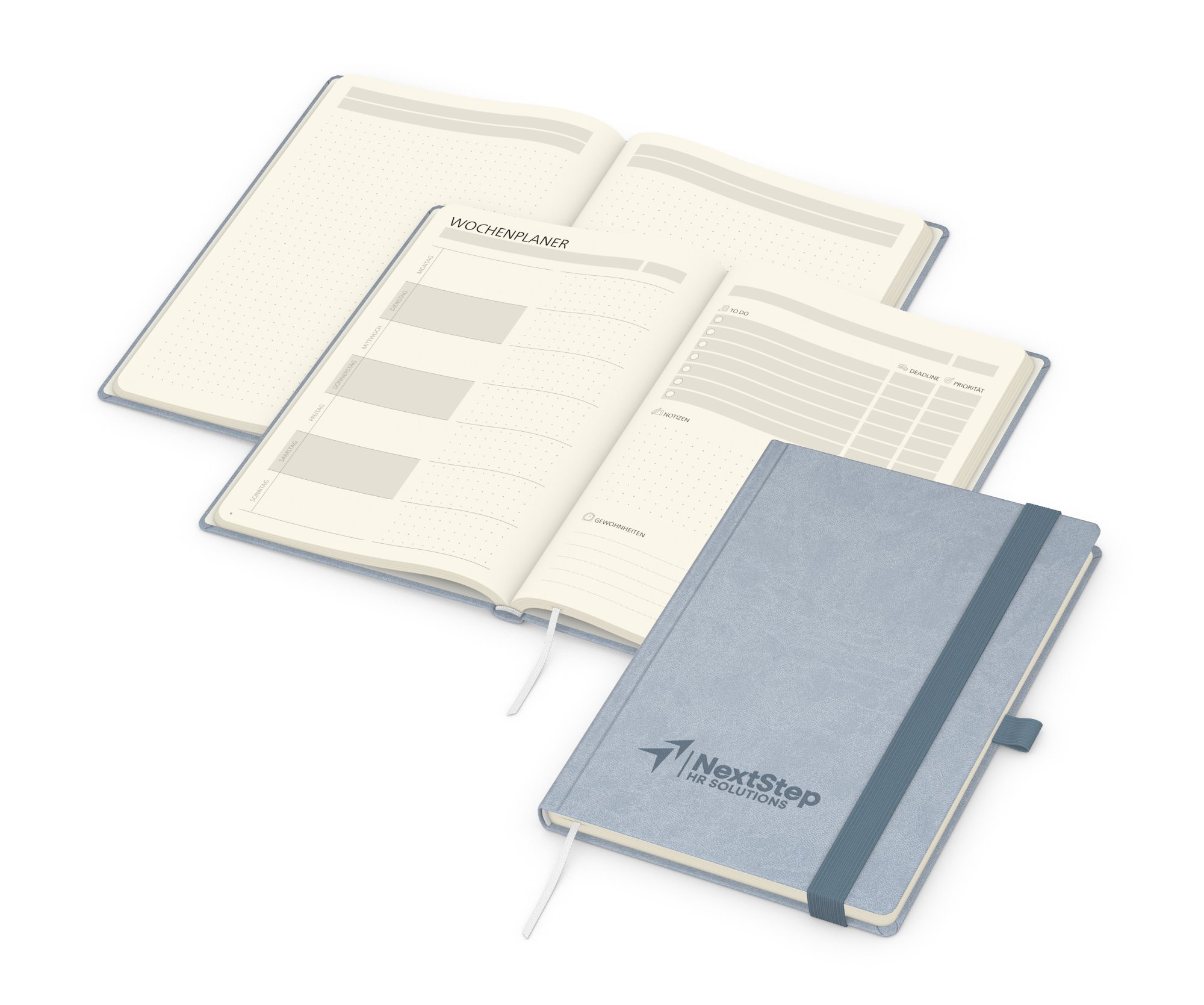 Notizbuch orgaLine Mainbook, Creme, petrolblau