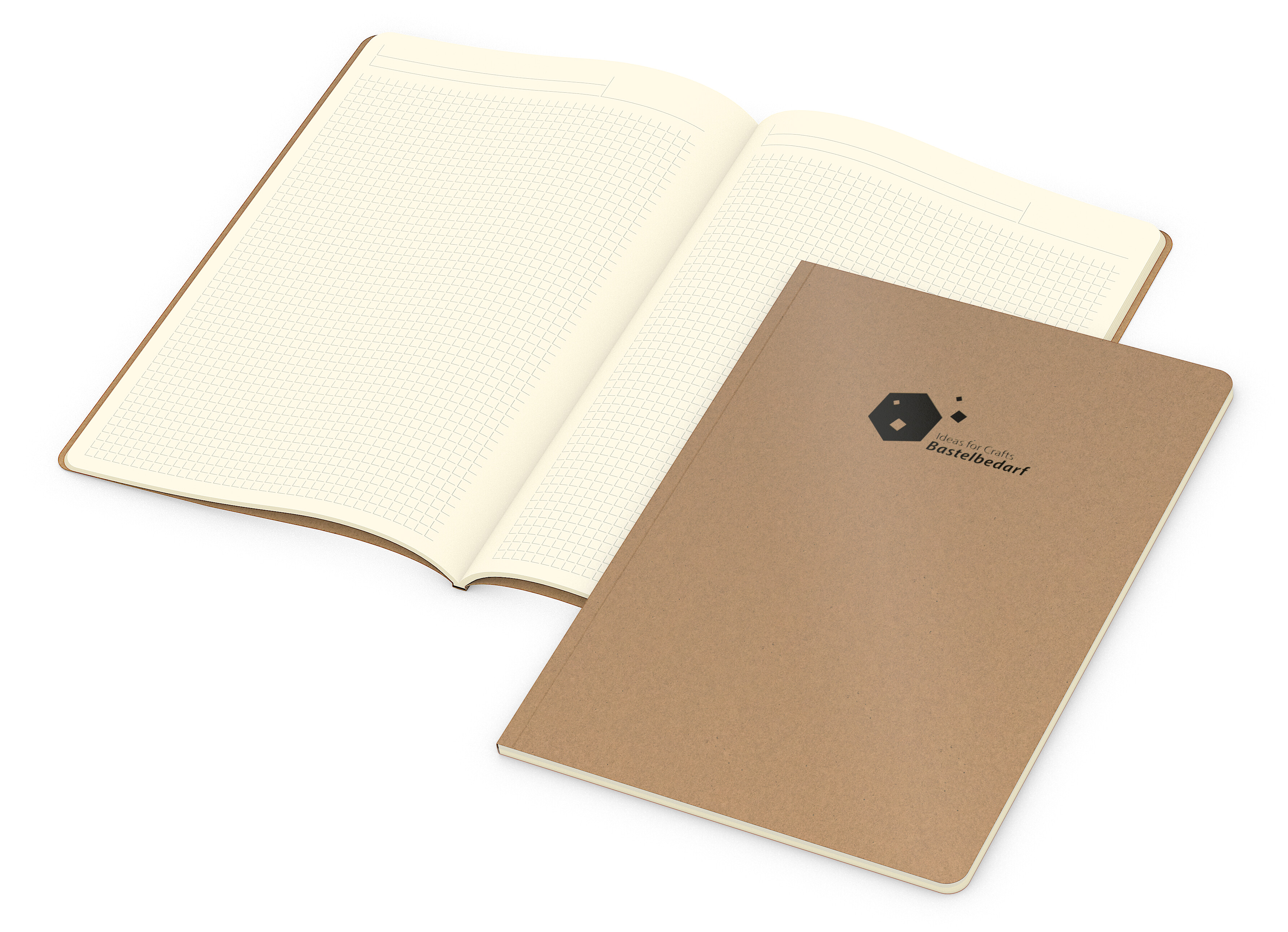 Notizbuch Copy-Book, A4, Winkelkaro, braun, Prägung